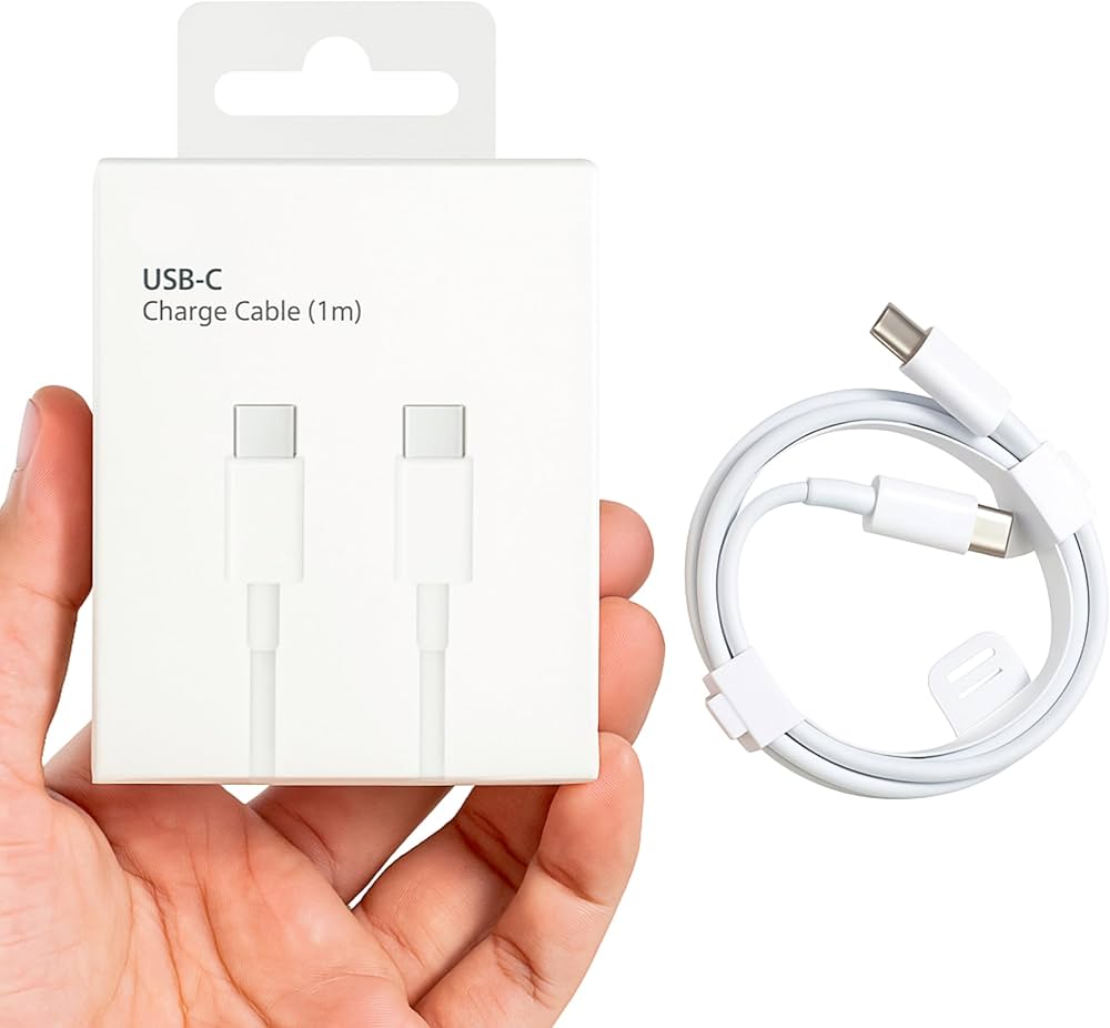 USB-C to Type-C Fast Charging Cable, 1 Metre Length, Compatible with iPhone, Durable Design, White